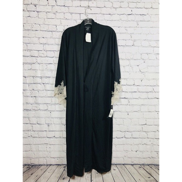 Natori Other - Natori Luxe Shangri-La Long XL Robe Lace Trim Black (NO WAIST TIE). NWT  RT $160